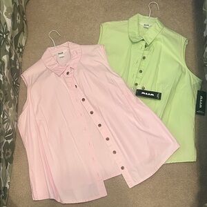 Alia Sleeveless Shirts in Soft Pink and Light Green